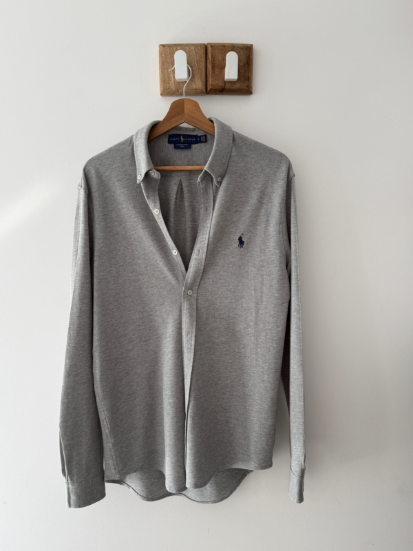 Szara koszula Polo Ralph Lauren M Featherweight Mesh 100% cotton