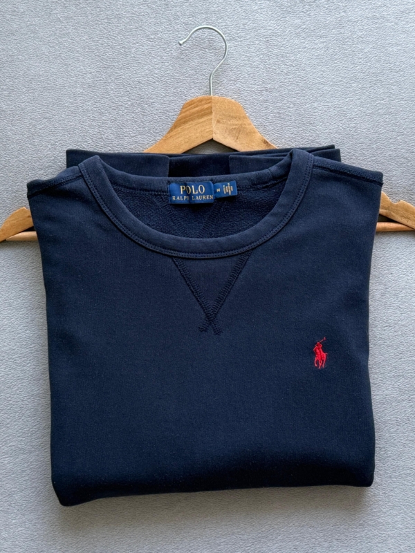 Ciemnogranatowa bluza Polo Ralph Lauren M Navy blue red logo crewneck