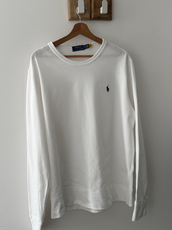 Klasyczny biały longsleeve | koszulka z długim rękawem Polo Ralph Lauren L Classic Fit 100% bawełna