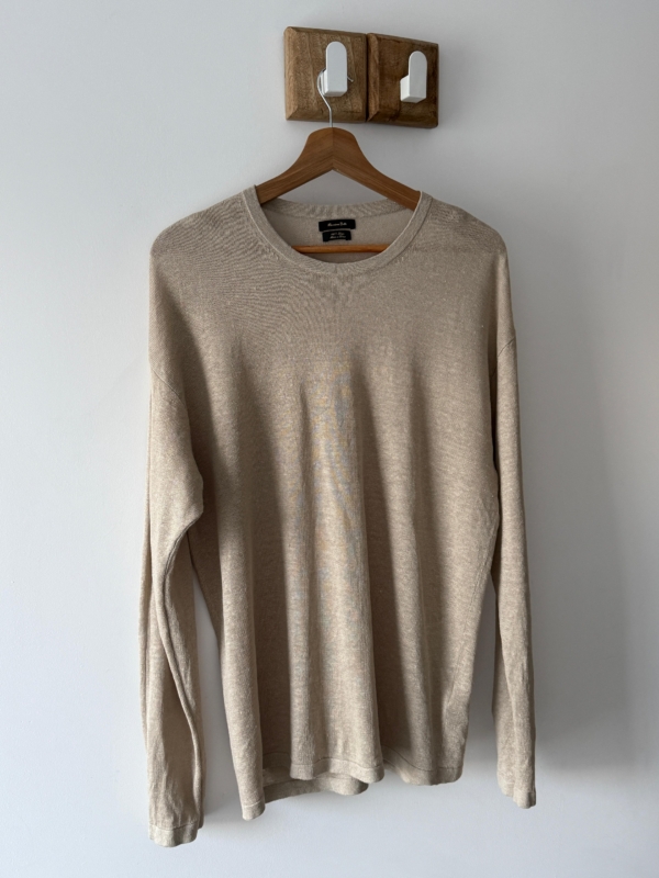 Beżowy sweter 100% len Massimo Dutti L