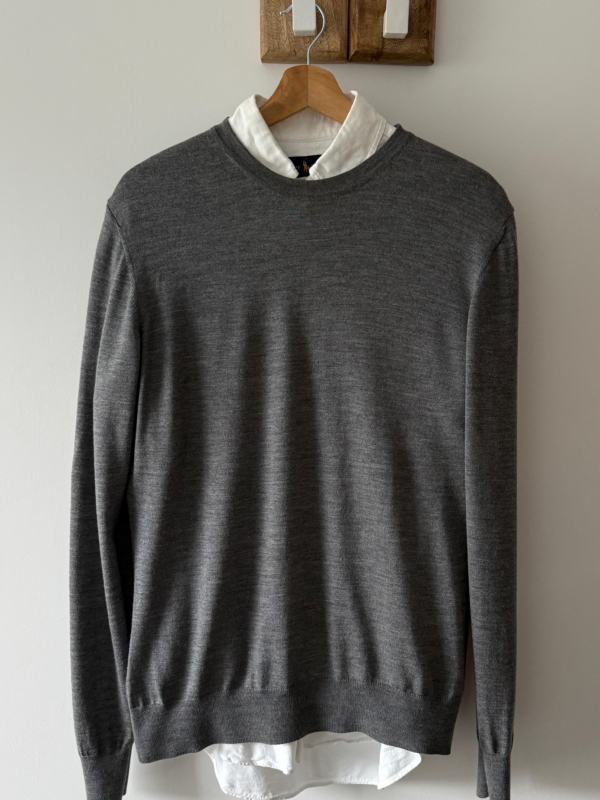 Tommy Hilfiger Tailored – Sweter 100% Luxury Wool (Finest Italian Yarns) | Grey M SLIM FIT