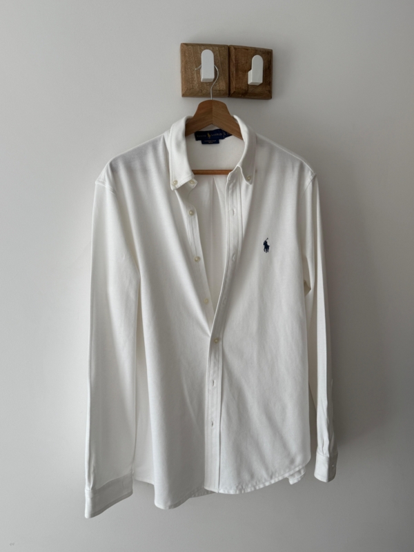 Biała koszula Polo Ralph Lauren L Featherweight Mesh 100% bawełna